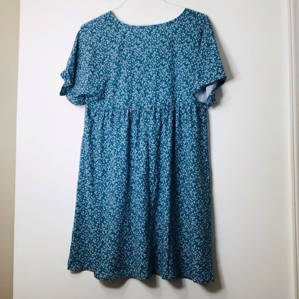 Unbranded floral modest peplum shirt dress medium blue